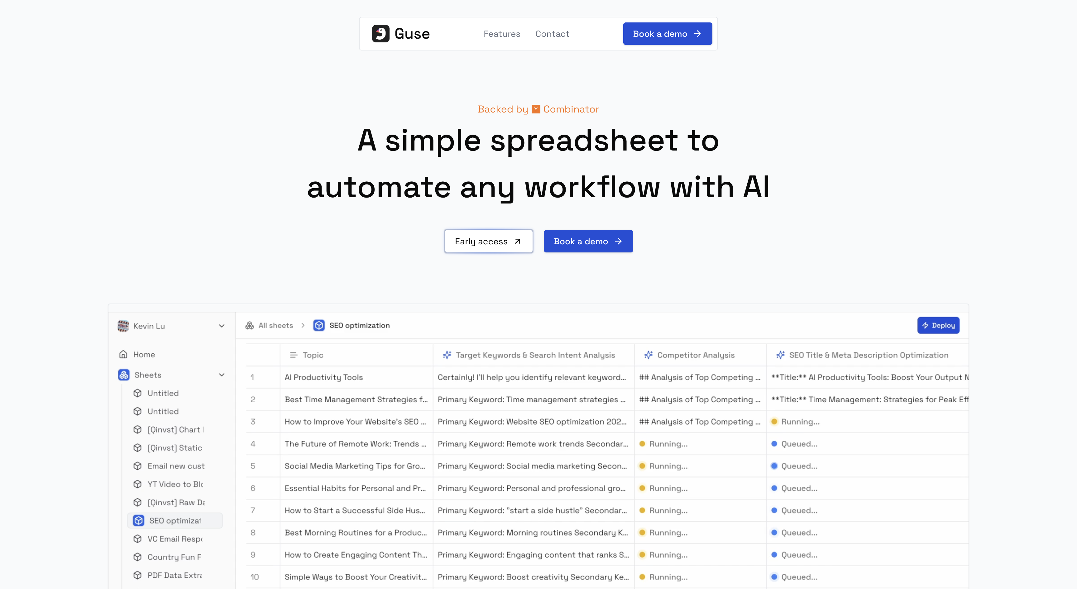 Guse is a simple spreadsheet to build any AI workflows